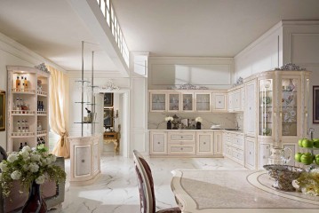 Классическая светлая кухня с баром - mbst/269