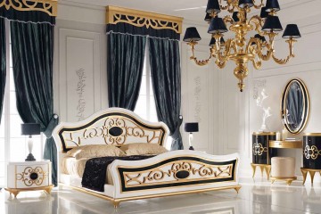 Белая спальня с черным туалетным столиком - mbst/201