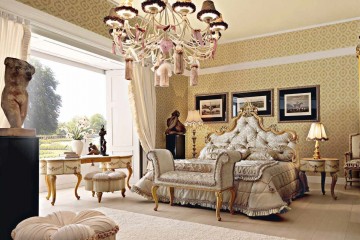 Спальня с двуспальной кроватью и расписной мебелью - alm/297