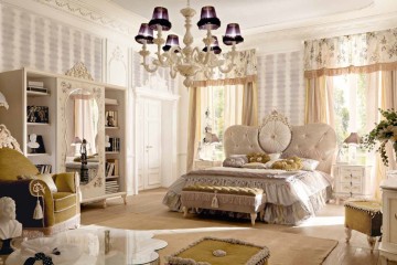 Светлая спальня с расписной мебелью - alm/292