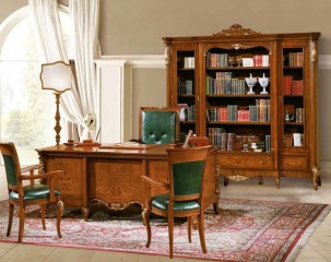 Компактный кабинет с большим книжным шкафом - alm/321