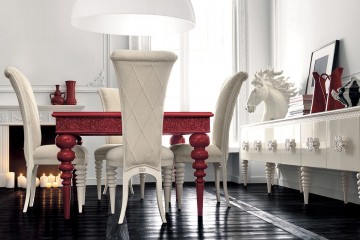 Белый буфет с ручками в виде цветов - alm/014