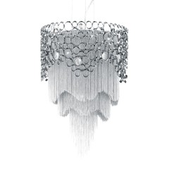 Серебристая люстра с каскадом из цепочек - sef/0939