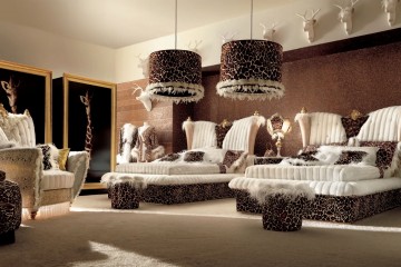 Просторная спальня в стиле ар деко с 2 кроватями - alm/446