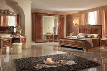 Коричневая спальня с большим гардеробным шкафом - acl/112