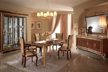 Вместительный буфет орехового оттенка с позолоченным декором - acl/061