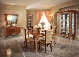 Компактная столовая орехового оттенка с позолоченной резьбой - acl/152