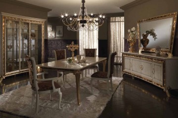 Белая столовая с коричневыми стульями - acl/160