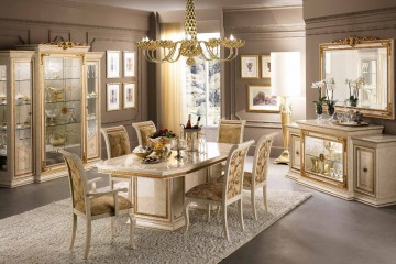 Трехсекционный буфет цвета слоновой кости с застекленными центральными дверками - acl/062