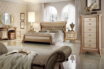 Классическая спальня цвета слоновой кости с вертикальным комодом - acl/118