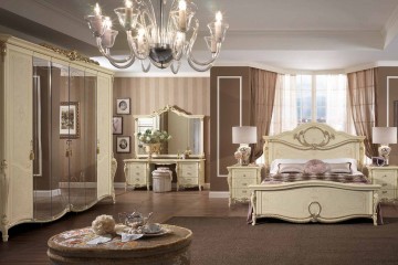 Гарнитур для просторной классической спальни цвета слоновой кости - acl/122