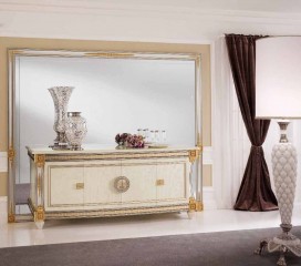 Классический светлый буфет с позолоченным античным орнаментом - acl/063