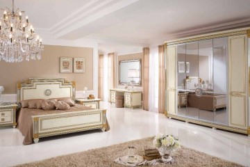 Спальня цвета слоновой кости в отделке золотом и серебром - acl/116
