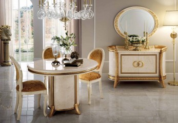 Бежевая столовая с круглым обеденным столом - acl/159