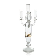 Подсвечник на 4 свечи из выдувного стекла с золотистой росписью - ahr/032