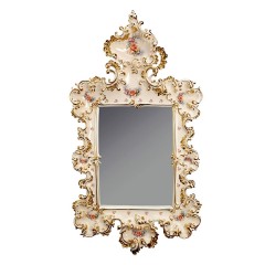 Настенное зеркало в фигурной керамической раме с ручной росписью - ahr/059