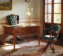 Кабинет с кожаными креслами темно-зеленого цвета - amls/087