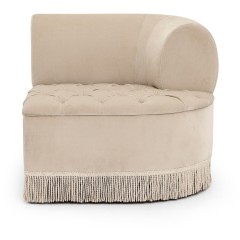 Правая секция модульного бежевого пуфа с бахромой у основания - abh/166