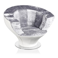 Округлое серое кресло на изящной опоре - abh/161