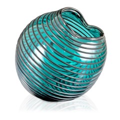 Бирюзовая ваза с темно-серыми полосками - abh/545