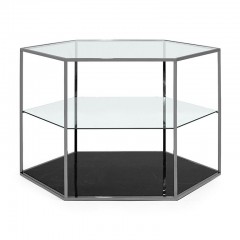 Шестигранная открытая витрина со стеклянными полками - abh/041