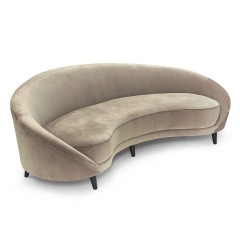 Полукруглый диван в бежевой бархатной обивке - abh/072