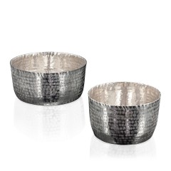 Круглая серебристая вазочка в форме чаши - abh/549