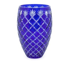 Цветная стеклянная ваза с геометрическим орнаментом - abh/566