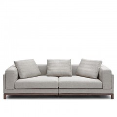 Трехместный диван в светло-серой полосатой обивке - abh/099