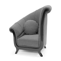 Ассиметричное серое кресло с высоким левым подлокотником - abh/057