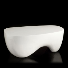 Монолитный белый кофейный стол - abh/192