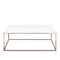 Белый стол на металлическом каркасе медного оттенка - abh/174