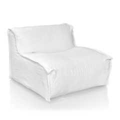 Объемное белоснежное кресло в льняной обивке - abh/163