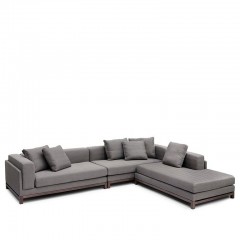 Темно-серый модульный диван с боковой оттоманкой - abh/097