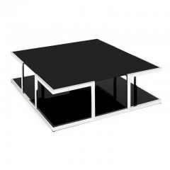 Квадратный черный кофейный стол на металлическом каркасе - abh/043