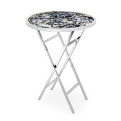 Круглый кофейный стол со столешницей из синего камня - abh/115