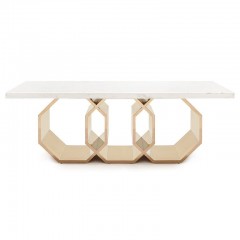 Белая мраморная консоль на позолоченном фигурном основании - abh/100