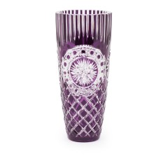 Ваза из фиолетового стекла со светлыми резными узорами - abh/563