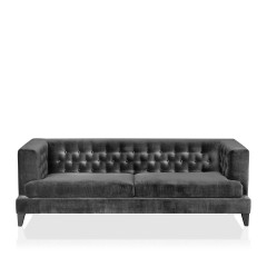 Диван в бархатной обивке на коротких черных ножках - abh/132