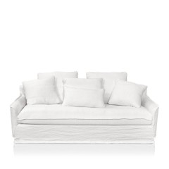 Маленький двухместный диванчик в белоснежной льняной обивке - abh/141