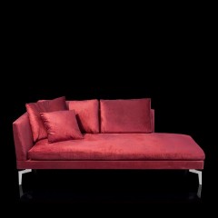 Стильный бархатный шезлонг с левым подлокотником - abh/134