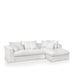 Белый угловой диванчик с правой оттоманкой - abh/160