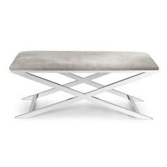 Широкая серая скамья на металлическом основании - abh/069