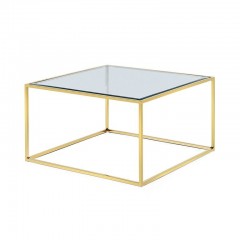 Квадратный кофейный столик на открытом позолоченном подстолье - abh/113