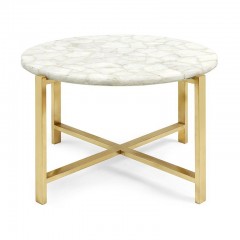 Стол с круглой столешницей из белой мраморной мозаики - abh/047