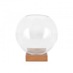 Ваза в виде стеклянного шара на деревянной подставке - abh/539