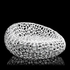 Круглое белое кресло с ажурной структурой - abh/002