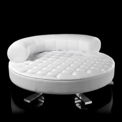 Большой белый круглый пуф со спинкой - abh/172
