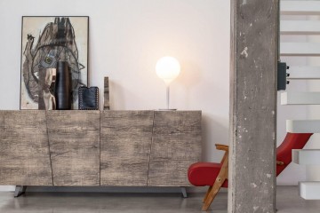 Серый буфет из массива с 4 распашными дверками - dev/178