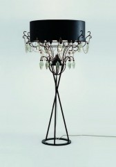 Черный компактный торшер с фигурными стеклянными подвесками - pzg/353